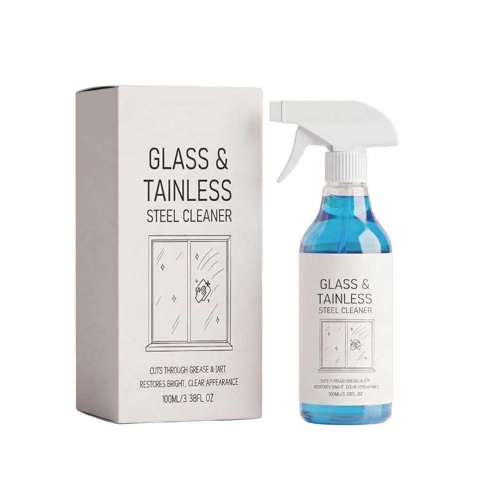 Glass & Stainless Steel Cleaner Spray for Home & Office Surfaces