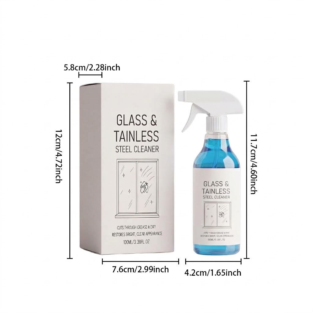 Glass & Stainless Steel Cleaner Spray for Home & Office Surfaces