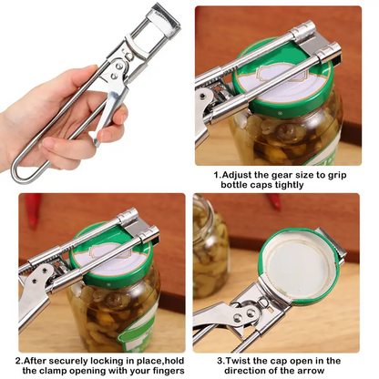 Stainless Steel Rotary Jar & Bottle Opener Tool