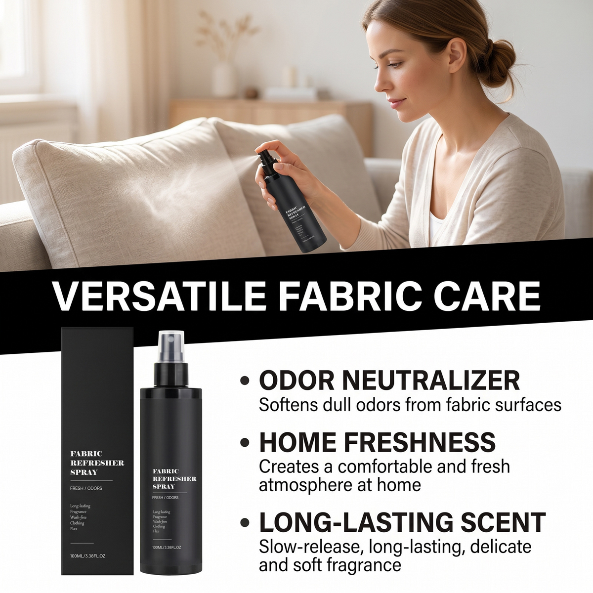 Versatile Fabric Care Spray - Portable Fine Mist Linen Refresher